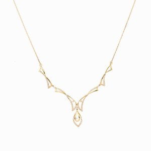 Tiesh Bold Necklace with American Diamonds in fine 22kt gold