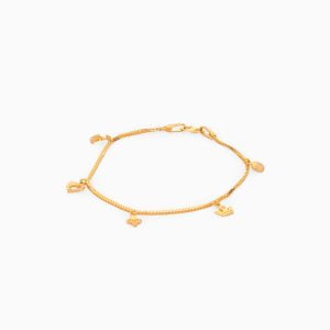 Tiesh Delicate 22kt Gold Charm Bracelet