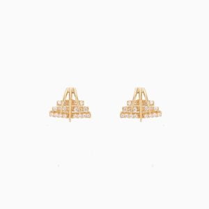Tiesh 22kt Gold Pyramid Earrings with American Diamonds
