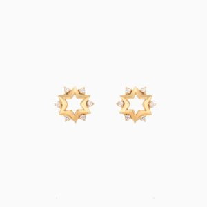 Tiesh 22kt Gold Star Earrings with American Diamonds