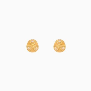 Tiesh 22kt Gold Circle Earrings with American Diamonds