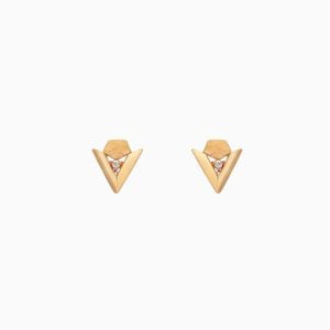 Tiesh Triangular 22kt Gold Earrings with American Diamonds
