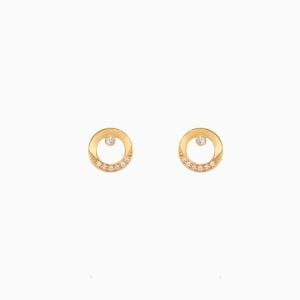 Tiesh 22kt Gold Spherical Earrings with American Diamonds