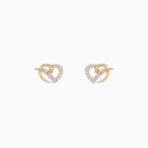 Tiesh 22kt Gold Heart-Shaped Earrings with American Diamonds
