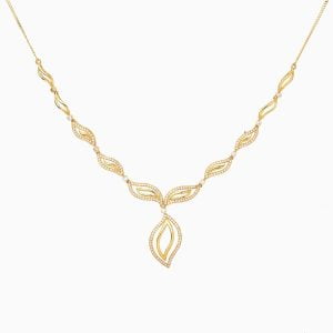 Tiesh Radiant Luxe Necklace with American Diamonds in 22kt Gold