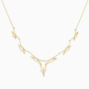 Tiesh Gilded Splendor Necklace with American Diamonds in 22kt Gold