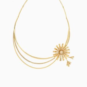 22kt Gold Floral Necklace with American Diamonds