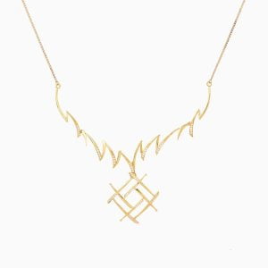 Tiesh Intricate 22 Kt Gold and Diamond Cocktail Necklace