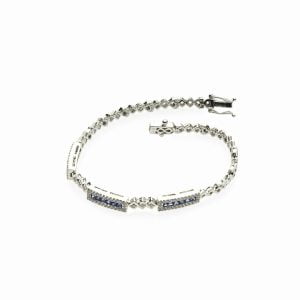 18kt White Gold Bracelet with Blue Sapphires and Diamonds