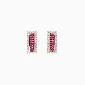 18kt White Gold Earrings with Diamonds and Rubies