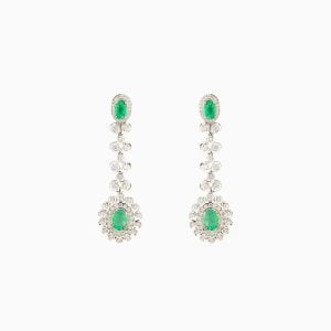 14kt Yellow Gold Earring with Emeralds and Diamonds