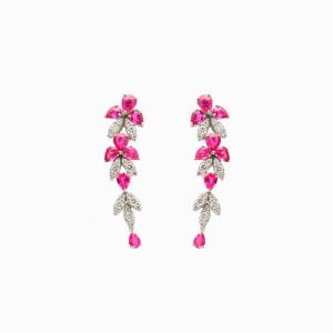 18kt White Gold Earrings with Diamonds and Rubies
