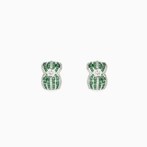 18kt White Gold Earrings with Emeralds and Diamonds