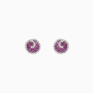 18KT White Gold Earrings with Ruby and Diamonds