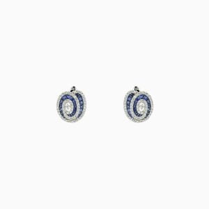 18kt White Gold Earrings with Blue Sapphires and Diamonds