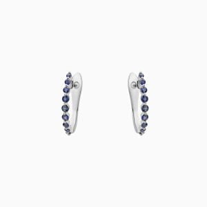 Stunning 18kt White Gold Blue Sapphires hoop Earrings