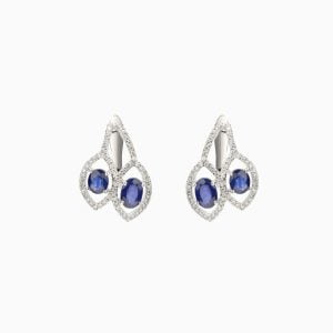 White Gold Earrings with Blue Sapphire and Diamonds