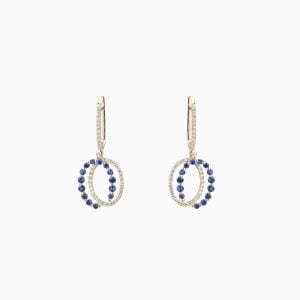18kt White Gold dangling cocktail Earrings featuring Ceylon Blue Sapphires and Diamonds
