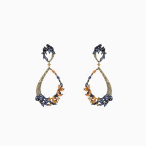 18kt White Gold dangling cocktail Earrings featuring Ceylon Blue Sapphires and Diamonds perfect for galas and other high events