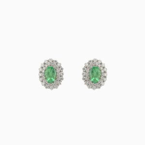 White Gold Earrings with Emerald and Diamonds