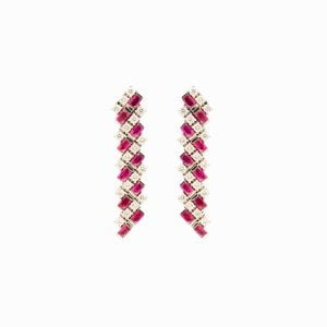 14kt White Gold Earrings with Diamonds and Rubies