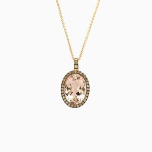 18kt Rose Gold Pendant With Morganite and Champagne Diamonds