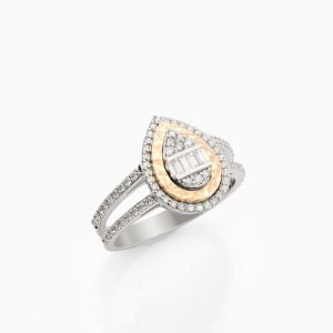 18kt White and Rose Gold Ring with Diamonds