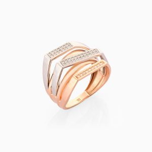 18kt Rose Gold and White Gold Ring with Diamonds