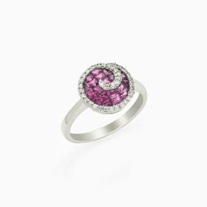 18kt White Gold Ring with Rubies and Diamonds