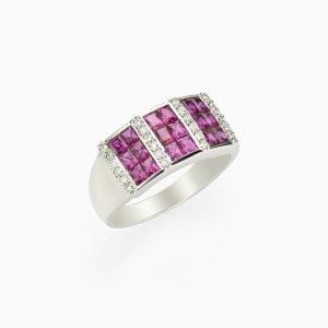 18kt White Gold Ring with Rubies and Diamonds