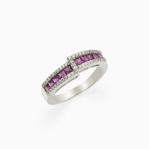 18kt White Gold Ring With Ruby and Diamonds
