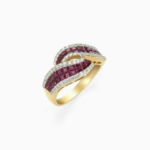 18kt Yellow Gold Ring with Rubies and Diamonds