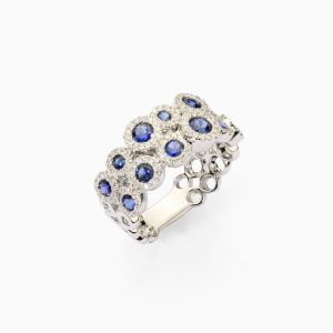 White Gold Ring With Blue Sapphire and Diamonds