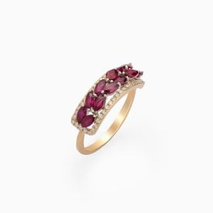 18kt Rose Gold Ring With Ruby and Diamonds