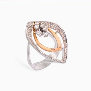 18kt White Gold and Rose Gold Ring with Diamonds