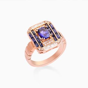 14kt Rose Gold Ring with Blue Sapphire