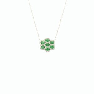 White Gold Necklace With Emerald and Diamonds