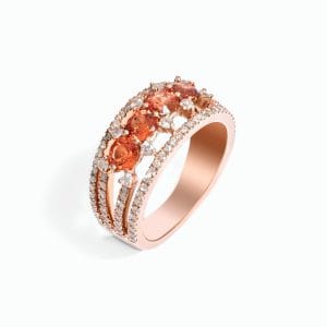 14kt Rose Gold Ring With Orange Sapphire and Diamonds